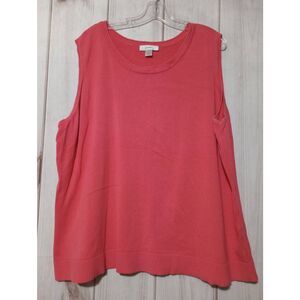 CJ Banks Sweater Ladies 3x Coral‎ Sleeveless Crew Neck